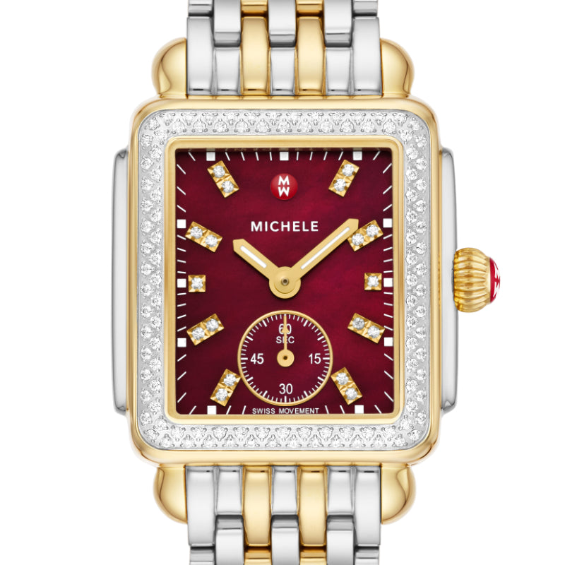 Michele Deco Mid Two-Tone 18K Gold-Plated Diamond Watch
