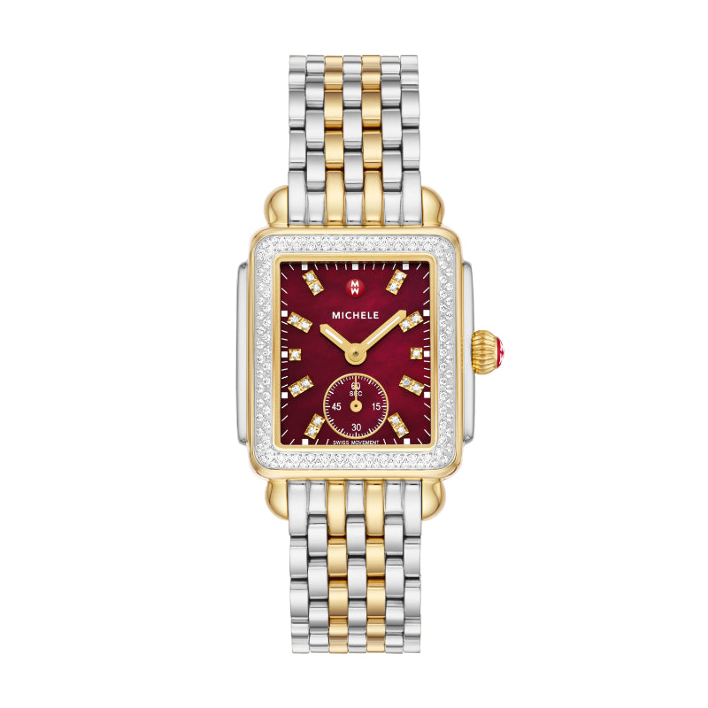 Michele Deco Mid Two-Tone 18K Gold-Plated Diamond Watch