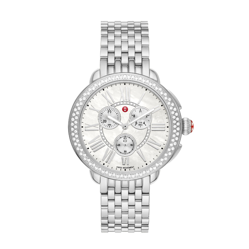 Michele Serein Stainless Steel Diamond Watch