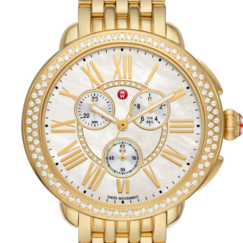 Michele Serein 18K Gold-Plated Diamond Watch