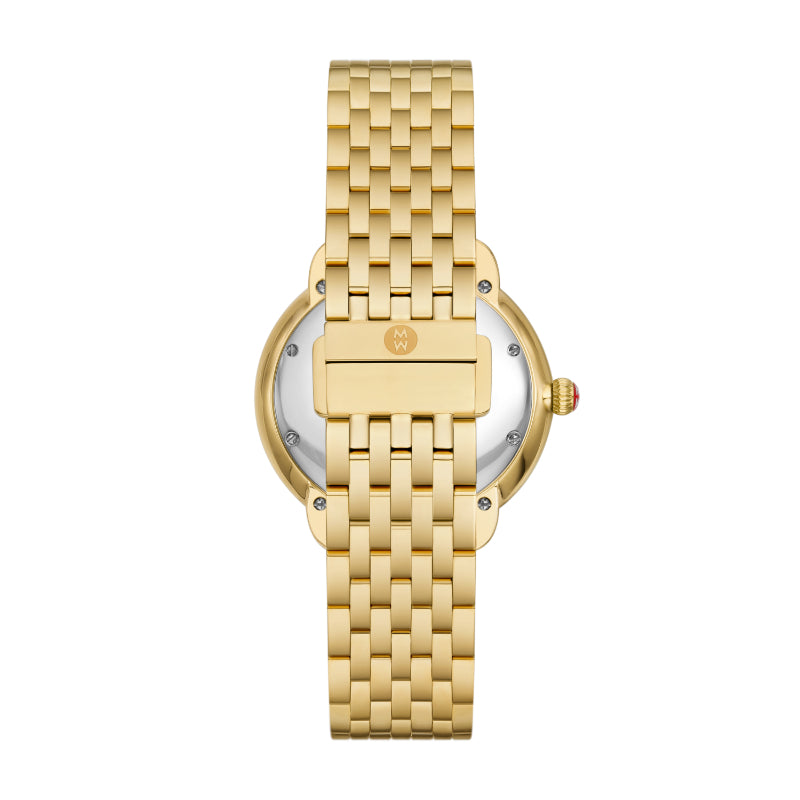 Michele Serein Mid 18k Gold-Plated Diamond Dial Watch