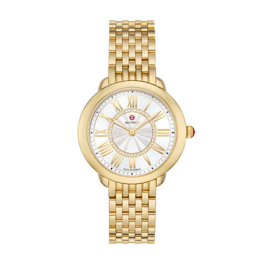 Michele Serein Mid 18k Gold-Plated Diamond Dial Watch