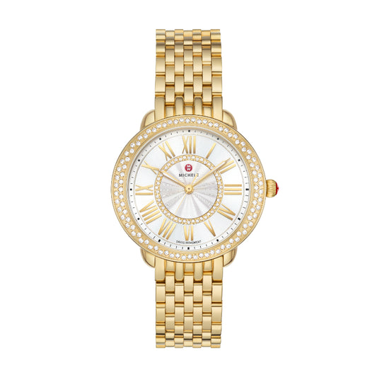 Michele Serein Mid 18k Gold-Plated Diamond Watch