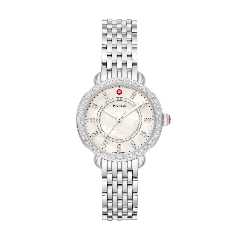 Michele Sidney Classic Stainless Steel Diamond Watch