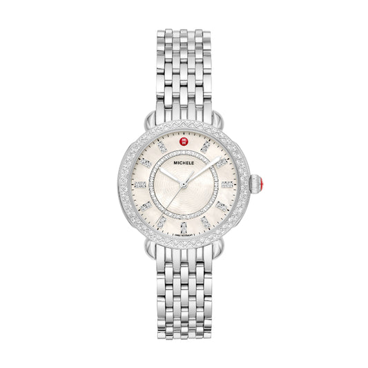 Michele Sidney Classic Stainless Steel Diamond Watch