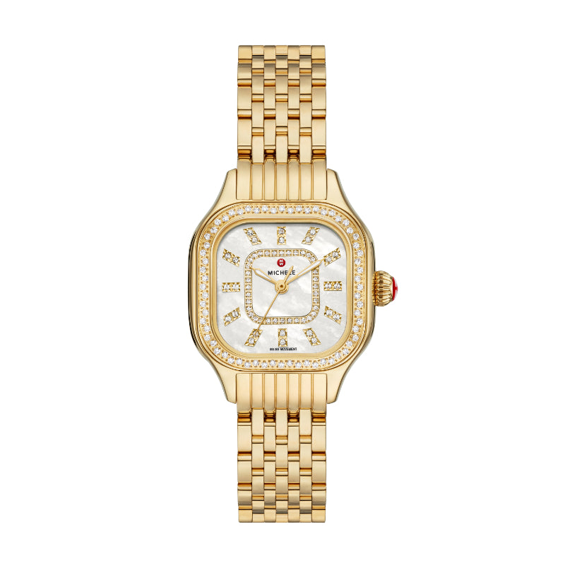 Michele Meggie Gold Diamond Stainless Steel Watch