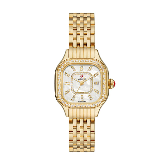 Michele Meggie Gold Diamond Stainless Steel Watch