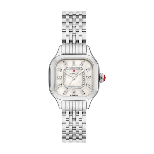 Michele Meggie Stainless Steel Diamond Dial Watch