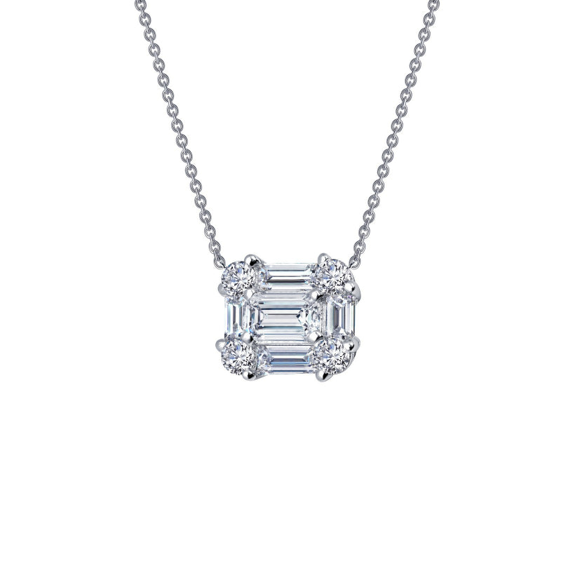 Lafonn 1.15 CTW Baguette Halo Necklace