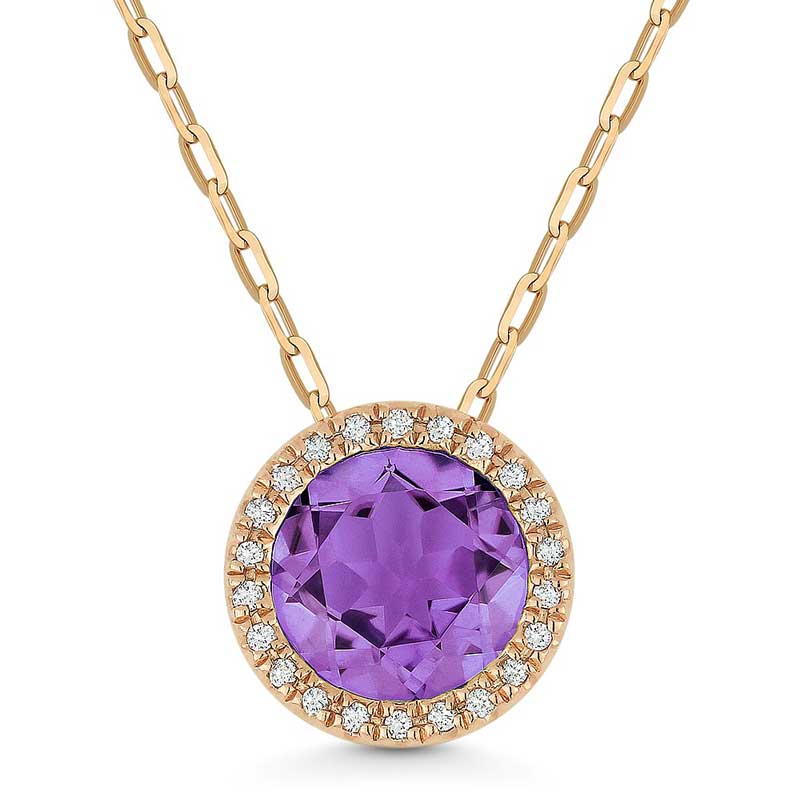 Madison L 14k Rose Gold Amethyst Pendant