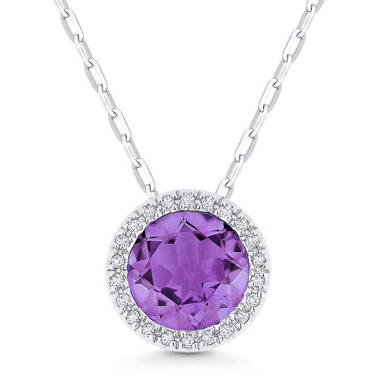Madison L 14k White Gold Amethyst Pendant