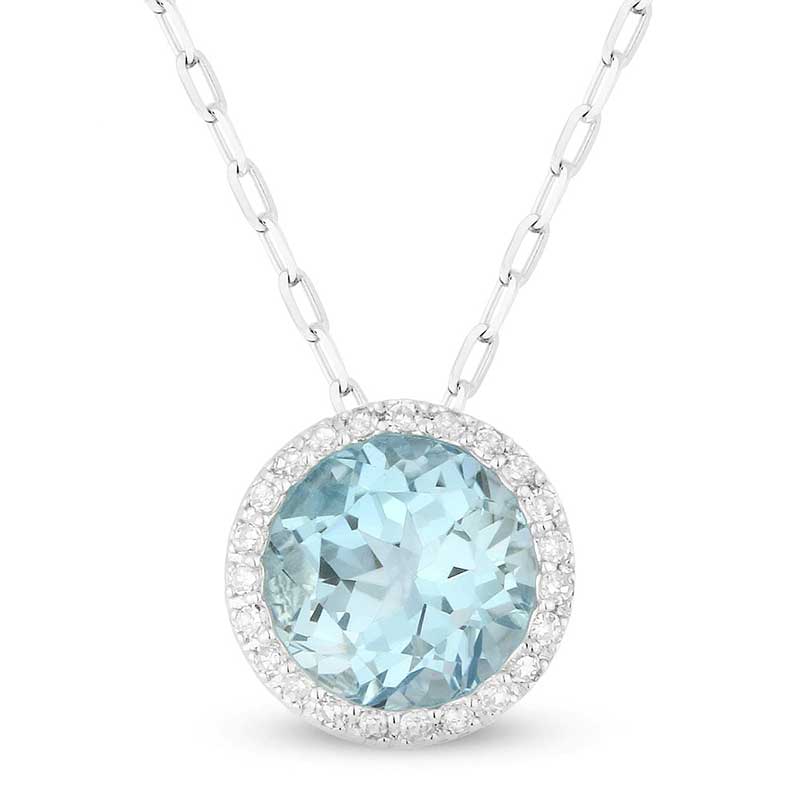 Madison L 14k White Gold Aquamarine Pendant