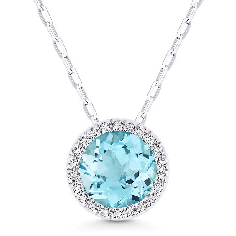 Madison L 14k White Gold Blue Topaz Pendant