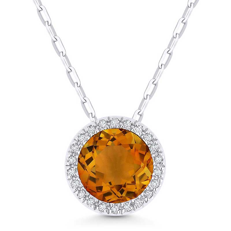 Madison L 14k White Gold Citrine Pendant