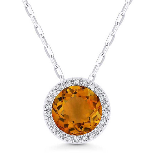 Madison L 14k White Gold Citrine Pendant