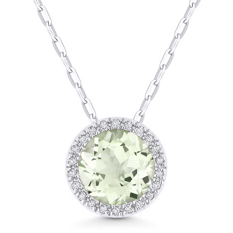 Madison L 14k White Gold Green Amethyst Pendant
