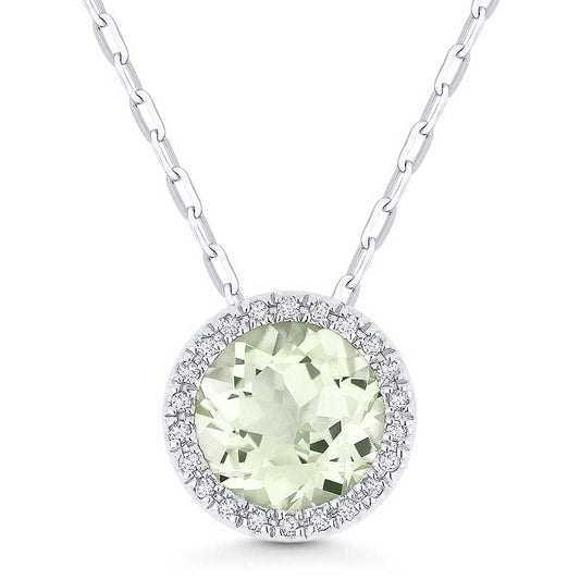 Madison L 14k White Gold Green Amethyst Pendant