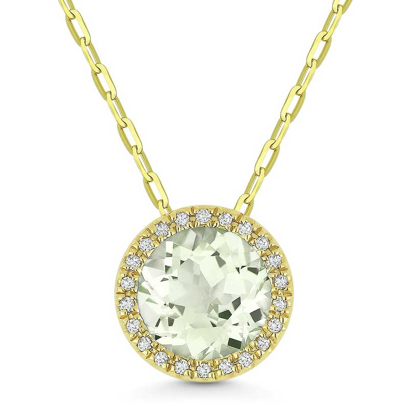 Madison L 14k Yellow Gold Green Amethyst Pendant