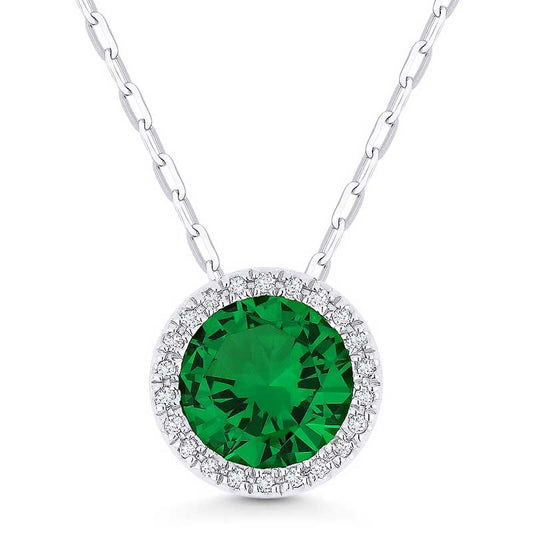 Madison L 14k White Gold Emerald Pendant