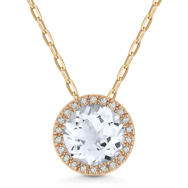 Madison L 14k Rose Gold White Topaz Pendant