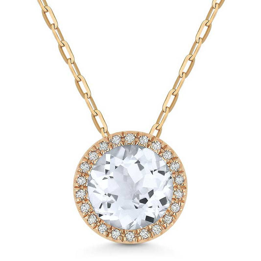 Madison L 14k Rose Gold White Topaz Pendant
