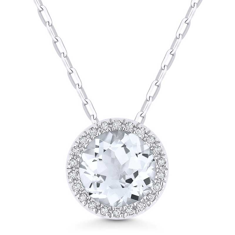 Madison L 14k White Gold White Topaz Pendant