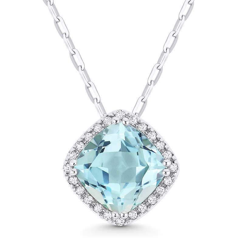 Madison L 14k White Gold Blue Topaz Pendant
