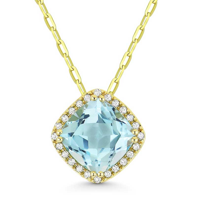 Madison L 14k Yellow Gold Blue Topaz Pendant