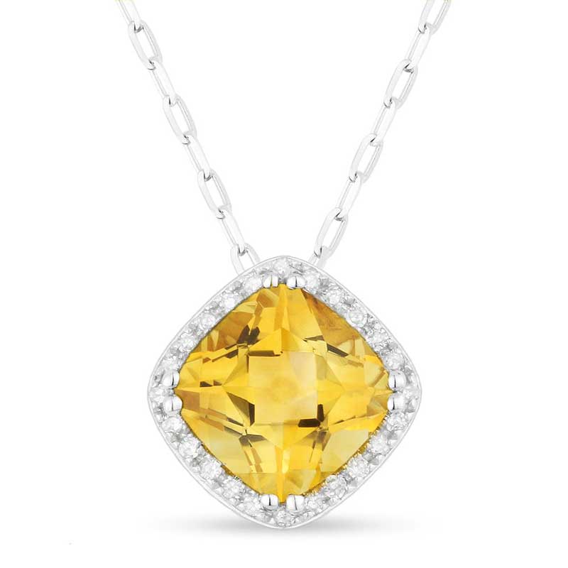 Madison L 14k White Gold Citrine Pendant