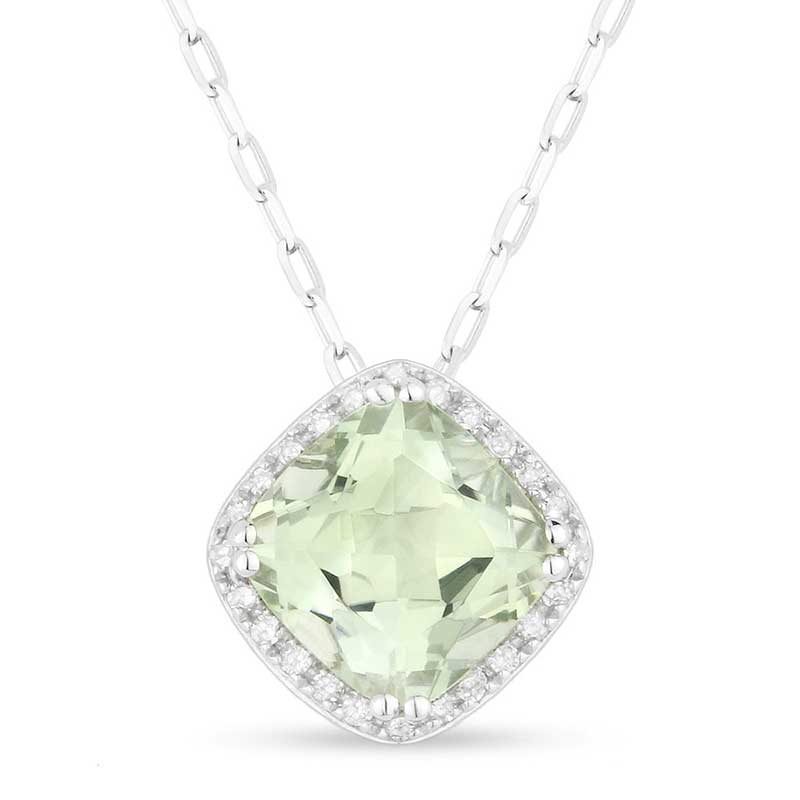 Madison L 14k White Gold Green Amethyst Pendant