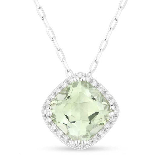 Madison L 14k White Gold Green Amethyst Pendant
