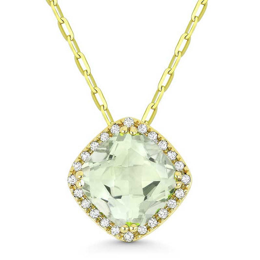 Madison L 14k Yellow Gold Green Amethyst Pendant