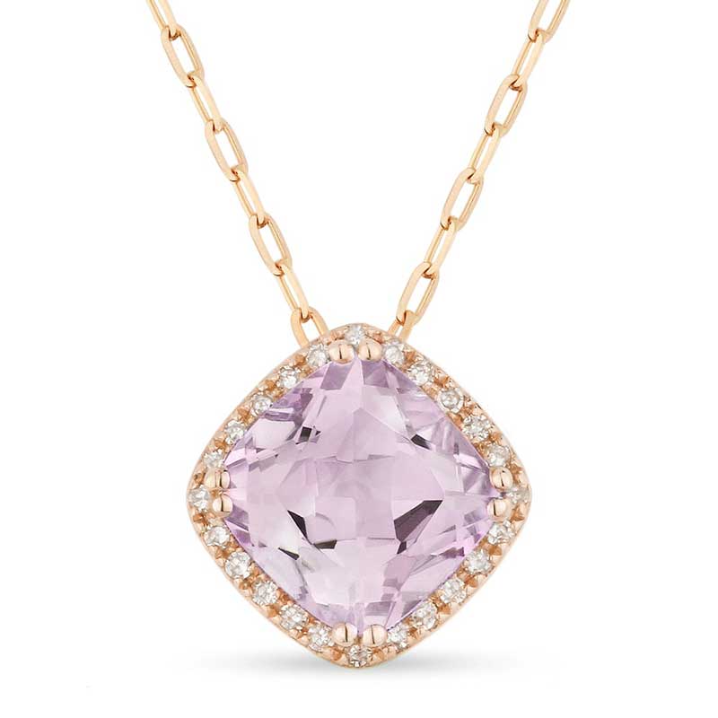 Madison L 14k Rose Gold Pink Amethyst Pendant