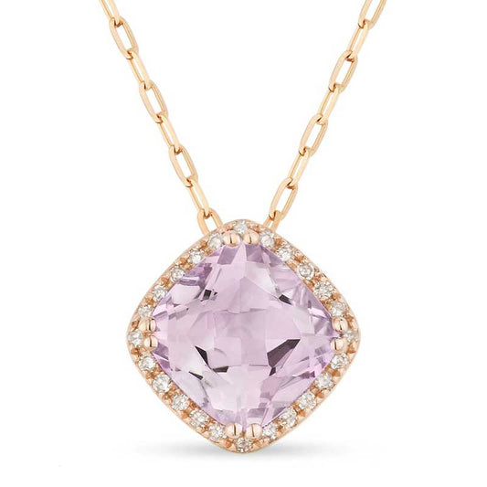 Madison L 14k Rose Gold Pink Amethyst Pendant