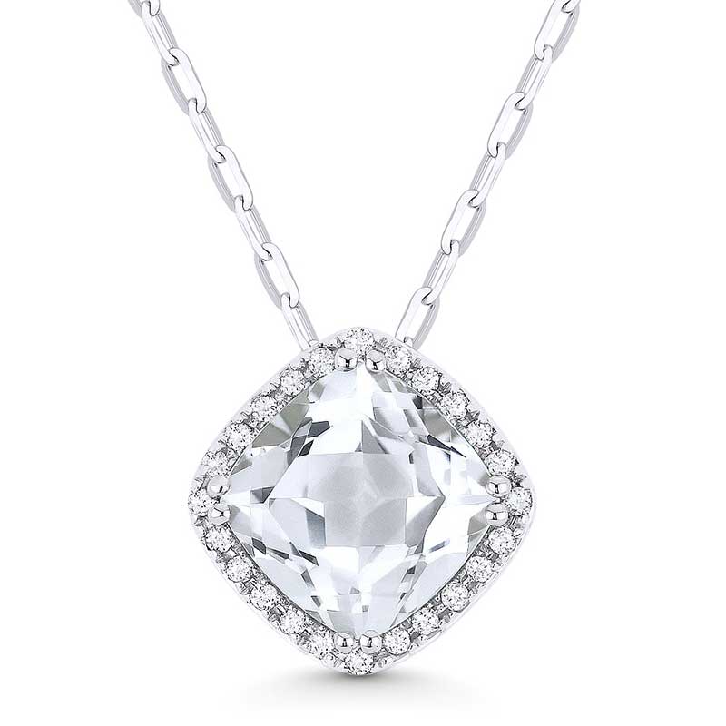 Madison L 14k White Gold White Topaz Pendant