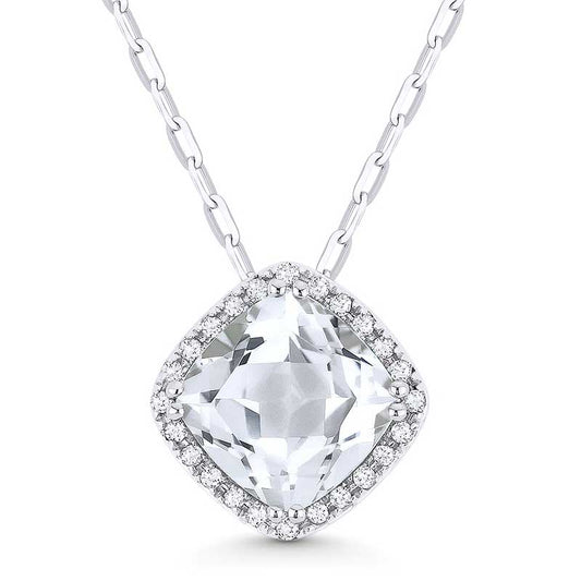 Madison L 14k White Gold White Topaz Pendant
