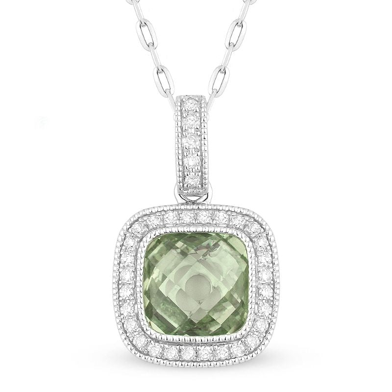 Madison L 14k White Gold Amethyst & Diamond Pendant