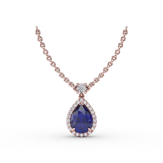 Fana Sapphire and Diamond Teardrop Necklace