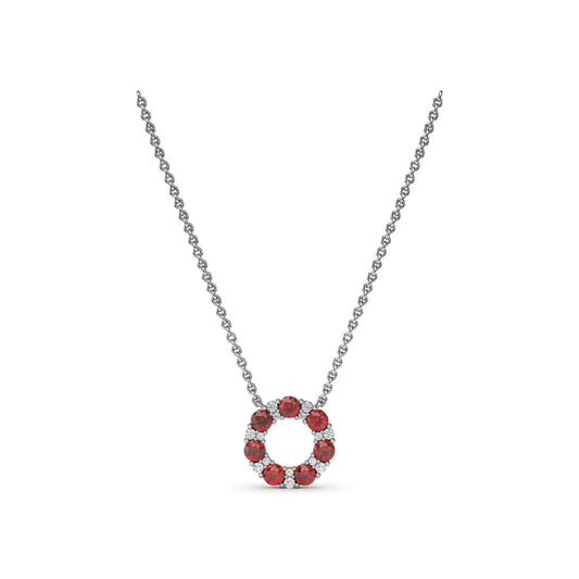 Fana Shared Prong Ruby and Diamond Circle Necklace