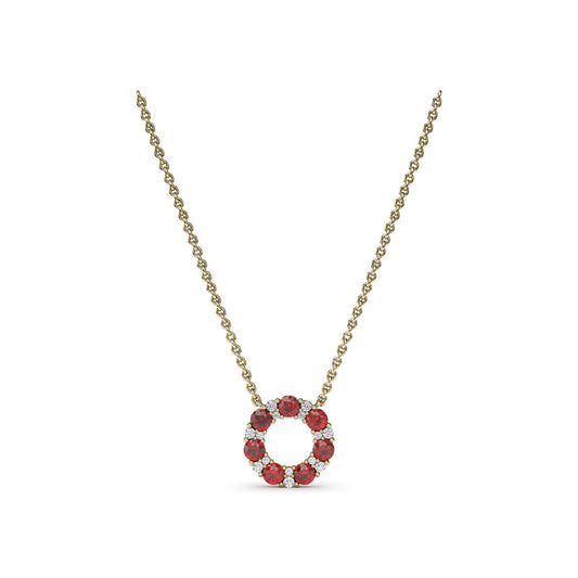 Fana Shared Prong Ruby and Diamond Circle Necklace