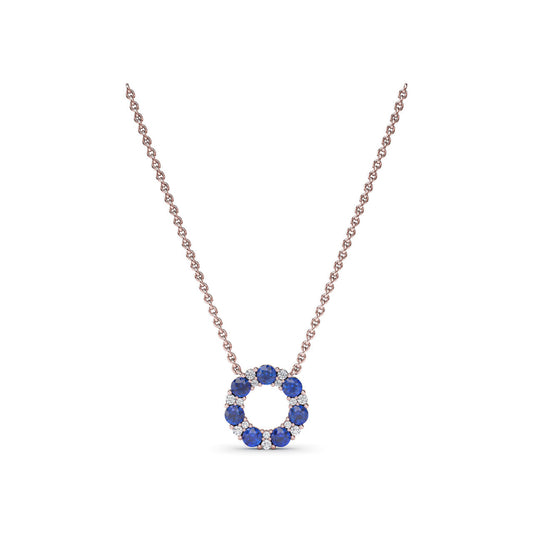 Fana Shared Prong Sapphire and Diamond Circle Necklace