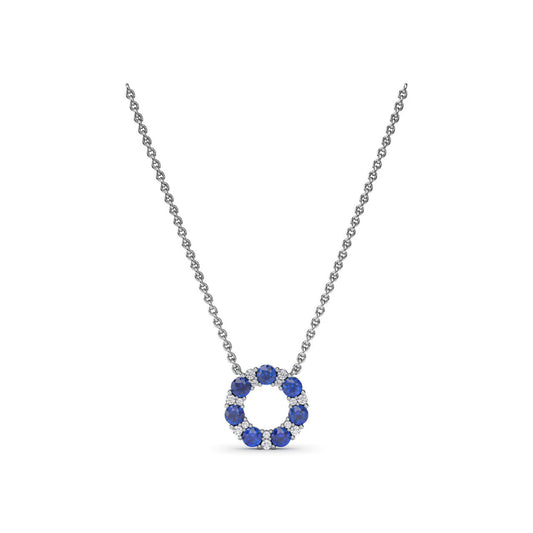 Fana Shared Prong Sapphire and Diamond Circle Necklace