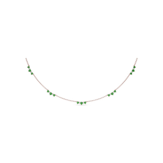 Fana Five Stone Emerald and Diamond Station Necklace