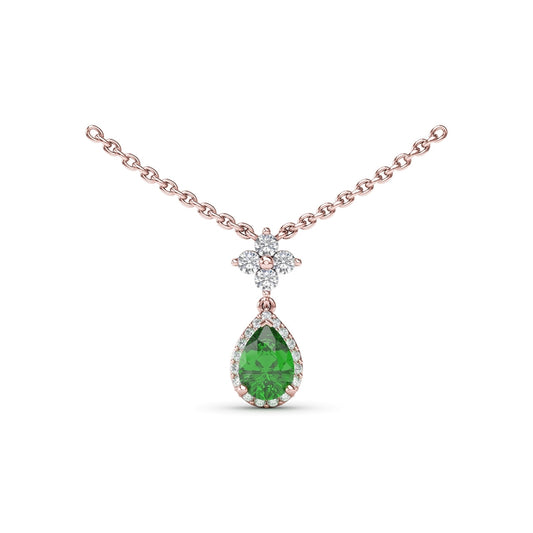Fana Emerald and Diamond Teardrop Necklace