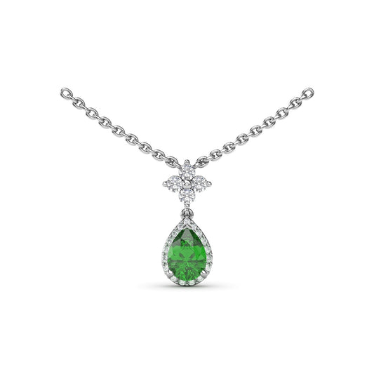 Fana Emerald and Diamond Teardrop Necklace