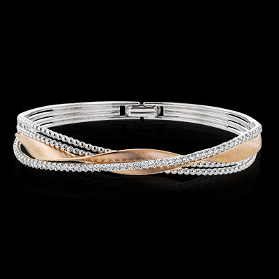 Simon G. Bangle 18k Gold (Rose, White) 0.89 ct Diamond