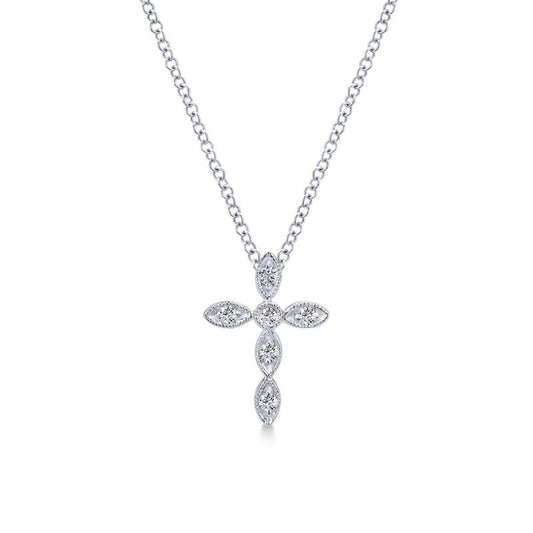 Gabriel & Co. 14k White Gold Faith Diamond Religious Cross Necklace