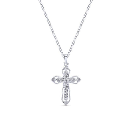 Gabriel & Co. 14k White Gold Faith Diamond Religious Cross Necklace