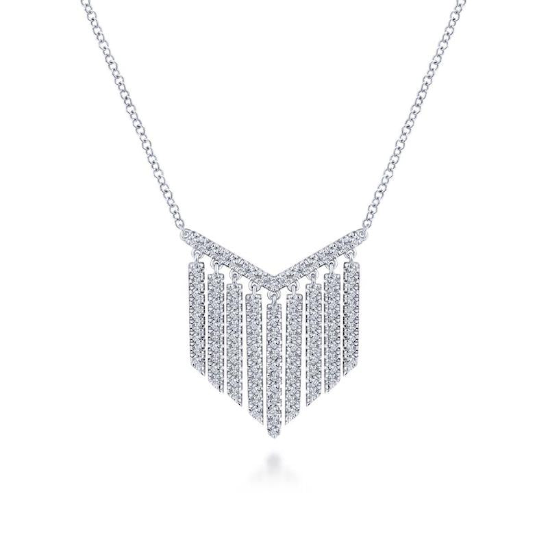 Gabriel & Co. 14k White Gold Art Moderne Diamond Bar Necklace