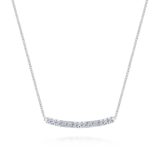 Gabriel & Co. 14k White Gold Lusso Diamond Bar Necklace